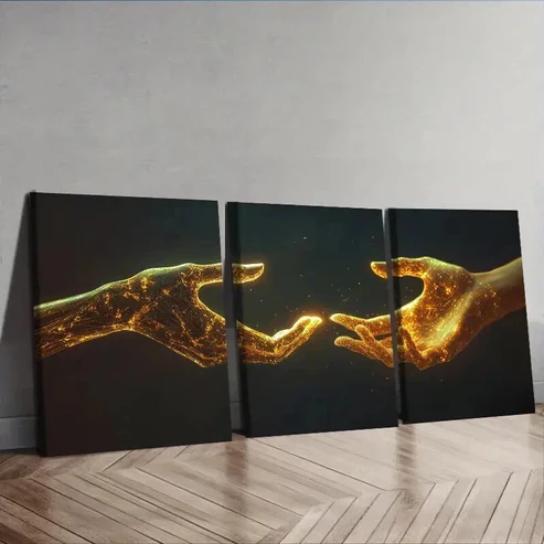 3pcs Mechanical hand Wall Art Set Canvas Framed 50x70cm – High Quality Print 100% Australian Made Wall Canvas Ready to Hang