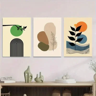 3pcs Abstract 3 Minimalist Modern Green Wall Art Set Canvas Framed 50x70cm - High Quality Print 100% Australian Made Wall Canvas Ready to Hang