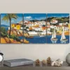 3pcs Caribbean houses and boats Wall Art Set Canvas Framed 50x70cm - High Quality Print 100% Australian Made Wall Canvas Ready to Hang - Image 3