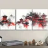 3pcs Vibrant Orange, Black & White Landscape Wall Art Set Canvas Framed 50x70cm - High Quality Print 100% Australian Made Wall Canvas Ready to Hang - Image 3