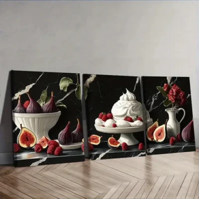 3pcs Dessert cake Painting Wall Art Set Canvas Framed 40x60cm - High Quality Print 100% Australian Made Wall Canvas Ready to Hang