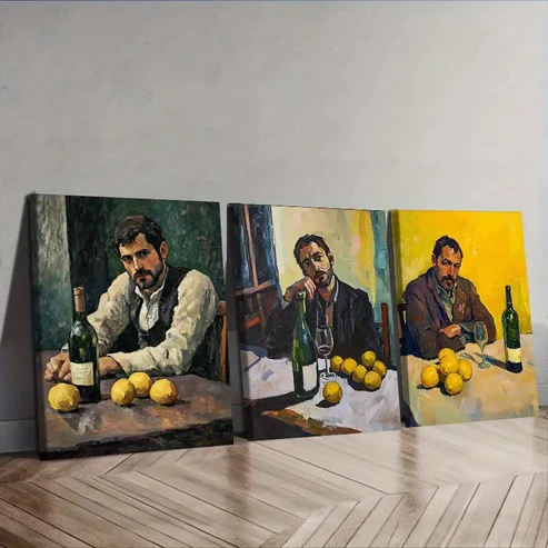 3pcs Drunk man Wall Art Set Canvas Framed 40x60cm – High Quality Print 100% Australian Made Wall Canvas Ready to Hang