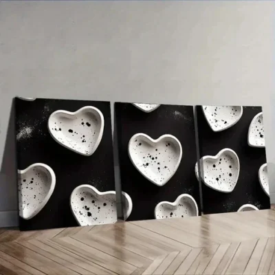 3pcs Shape on black background Wall Art Set Canvas Framed 50x70cm - High Quality Print 100% Australian Made Wall Canvas Ready to Hang