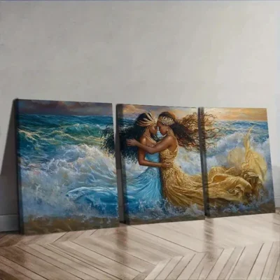 3pcs Sea goddess Wall Art Set Canvas Framed 50x70cm - High Quality Print 100% Australian Made Wall Canvas Ready to Hang