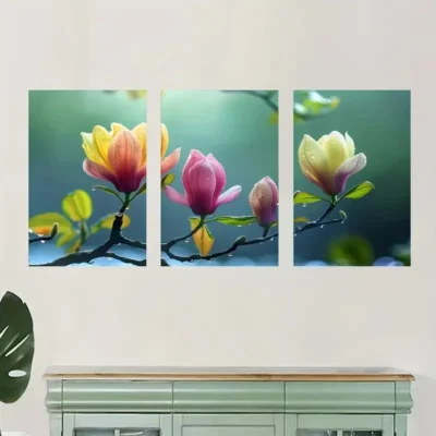 3pcs Flowers After the Rain Nature Landscapes Wall Art Set Canvas Framed 40x60cm - High Quality Print 100% Australian Made Wall Canvas Ready to Hang