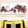 3pcs Vibrant Orange, Black & White Landscape Wall Art Set Canvas Framed 50x70cm - High Quality Print 100% Australian Made Wall Canvas Ready to Hang - Image 2