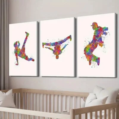 3pcs Colorful Breakdance & Street Dance Wall Art Set Canvas Framed 50x70cm - High Quality Print 100% Australian Made Wall Canvas Ready to Hang