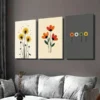 3pcs Vibrant Floral & Dandelion Beige, Red Wall Art Set Canvas Framed 50x70cm - High Quality Print 100% Australian Made Wall Canvas Ready to Hang - Image 2