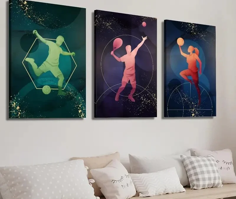 3pcs Soccer Tennis And Basketball Drawing Wall Art Set Canvas Framed 40x60cm – High Quality Print 100% Australian Made Wall Canvas Ready to Hang
