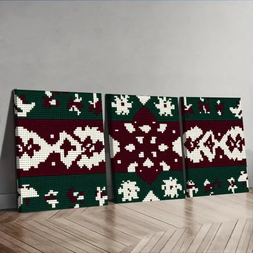 3pcs Christmas sweater pattern Wall Art Set Canvas Framed 50x70cm – High Quality Print 100% Australian Made Wall Canvas Ready to Hang