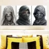 3pcs The mysterious cloaked woman of Egypt Wall Art Set Canvas Framed 50x70cm - High Quality Print 100% Australian Made Wall Canvas Ready to Hang - Image 2