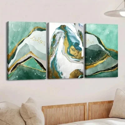 3pcs Simple Nordic Style Abstract Geometry Color Wall Art Set Canvas Framed 50x70cm - High Quality Print 100% Australian Made Wall Canvas Ready to Hang