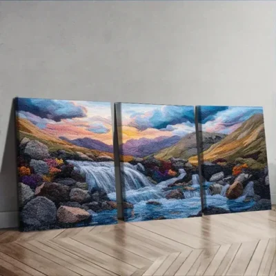 3pcs Vibrant Landscape Painting with Majestic Wall Art Set Canvas Framed 50x70cm - High Quality Print 100% Australian Made Wall Canvas Ready to Hang