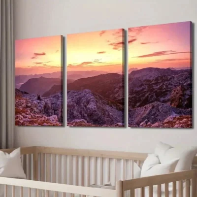 3pcs Krippenstein Sunrise Mountain Landscape Wall Art Set Canvas Framed 40x60cm - High Quality Print 100% Australian Made Wall Canvas Ready to Hang