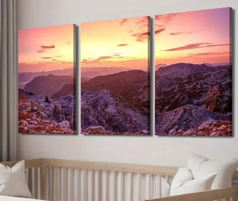 3pcs Krippenstein Sunrise Mountain Landscape Wall Art Set Canvas Framed 40x60cm – High Quality Print 100% Australian Made Wall Canvas Ready to Hang