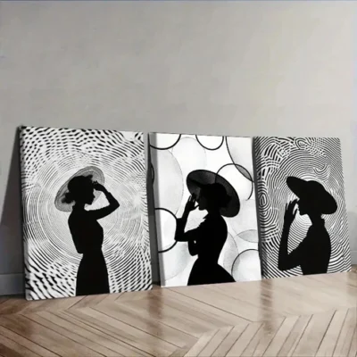 3pcs Elegant Silhouette Circular Patterns Wall Art Set Canvas Framed 50x70cm - High Quality Print 100% Australian Made Wall Canvas Ready to Hang
