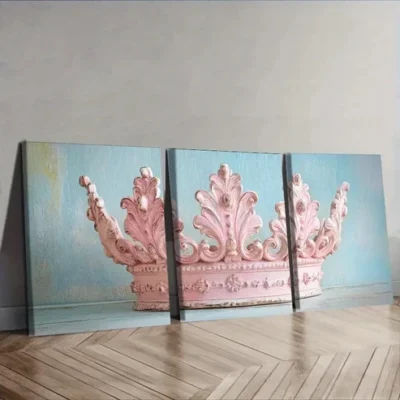3pcs Pink Crown Design,Wall Art Set Canvas Framed 40x60cm - High Quality Print 100% Australian Made Wall Canvas Ready to Hang