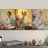 3pcs Afternoon Time Girl with Dog Wall Art Set Canvas Framed 50x70cm - High Quality Print 100% Australian Made Wall Canvas Ready to Hang - Image 3