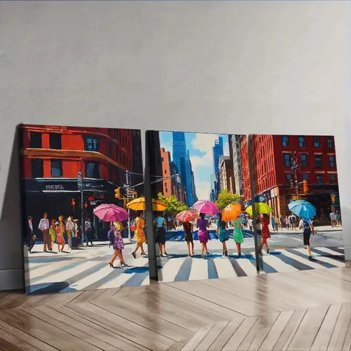 3pcs The vibrant streets of New York City Wall Art Set Canvas Framed 40x60cm – High Quality Print 100% Australian Made Wall Canvas Ready to Hang