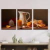 3pcs Oranges, Pitcher & Glass Classic Wall Art Set Canvas Framed 40x60cm - High Quality Print 100% Australian Made Wall Canvas Ready to Hang
