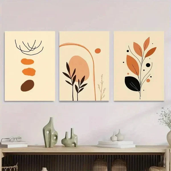 3pcs Modern Abstract Boho Style Paintings Wall Art Set Canvas Framed 50x70cm – High Quality Print 100% Australian Made Wall Canvas Ready to Hang