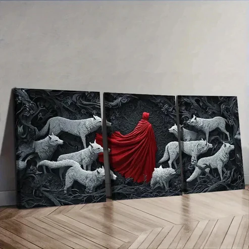 3pcs The Red Lord and the White Wolf Wall Art Set Canvas Framed 50x70cm – High Quality Print 100% Australian Made Wall Canvas Ready to Hang