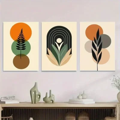 3pcs Abstract Boho Style Framed Botanical Wall Art Set Canvas Framed 50x70cm - High Quality Print 100% Australian Made Wall Canvas Ready to Hang