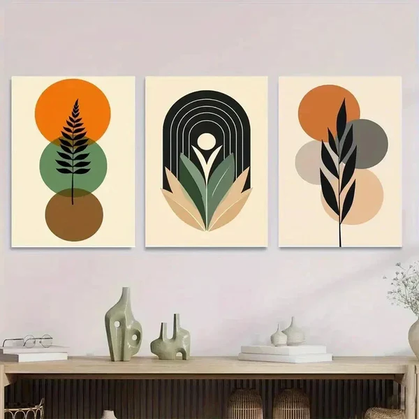 3pcs Abstract Boho Style Framed Botanical Wall Art Set Canvas Framed 50x70cm – High Quality Print 100% Australian Made Wall Canvas Ready to Hang