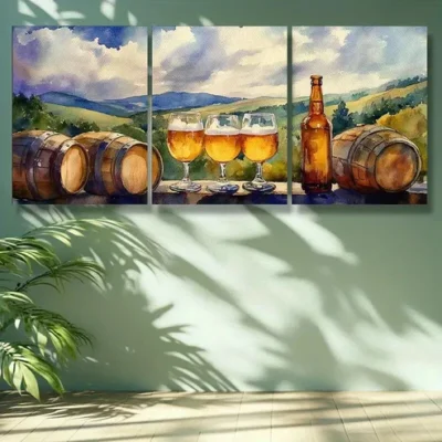 3pcs Wine glass, wine Art Painting Wall Art Set Canvas Framed 40x60cm - High Quality Print 100% Australian Made Wall Canvas Ready to Hang