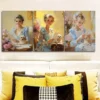 3pcs Afternoon Time Girl with Dog Wall Art Set Canvas Framed 50x70cm - High Quality Print 100% Australian Made Wall Canvas Ready to Hang - Image 2