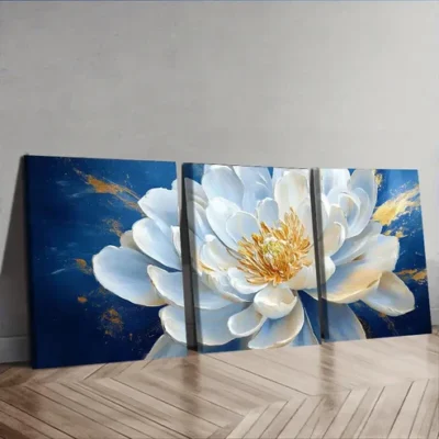 3pcs Oversized white flowers Wall Art Set Canvas Framed 40x60cm - High Quality Print 100% Australian Made Wall Canvas Ready to Hang