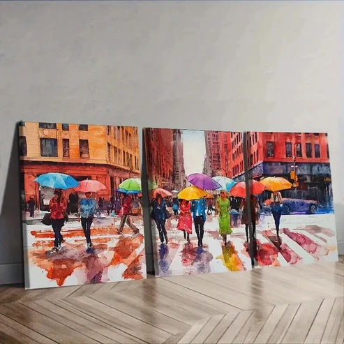 3pcs The vibrant streets of New York City Wall Art Set Canvas Framed 50x70cm – High Quality Print 100% Australian Made Wall Canvas Ready to Hang