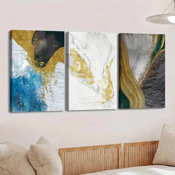 3pcs Fashion Retro Nordic Style Abstract color Wall Art Set Canvas Framed 50x70cm – High Quality Print 100% Australian Made Wall Canvas Ready to Hang