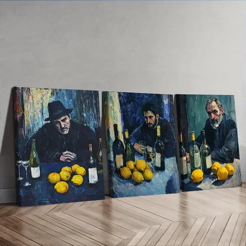 3pcs Drunk man Wall Art Set Canvas Framed 40x60cm – High Quality Print 100% Australian Made Wall Canvas Ready to Hang