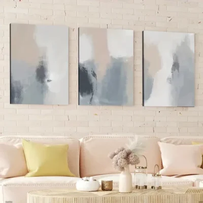 3pcs Abstract Nordic Style Neutral Modern Gray Wall Art Set Canvas Framed 40x60cm - High Quality Print 100% Australian Made Wall Canvas Ready to Hang