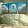 3pcs White dandelion Art Painting Wall Art Set Canvas Framed 50x70cm - High Quality Print 100% Australian Made Wall Canvas Ready to Hang - Image 2