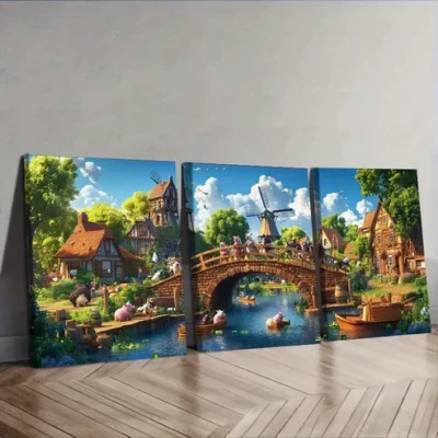 3pcs Whimsical Animals Canvas Wall Art Set Canvas Framed 40x60cm - High Quality Print 100% Australian Made Wall Canvas Ready to Hang