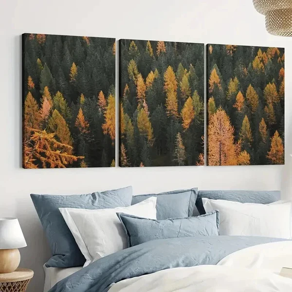 3pcs Autumn Pine Forest Colorado Scenery Wall Art Set Canvas Framed 50x70cm – High Quality Print 100% Australian Made Wall Canvas Ready to Hang