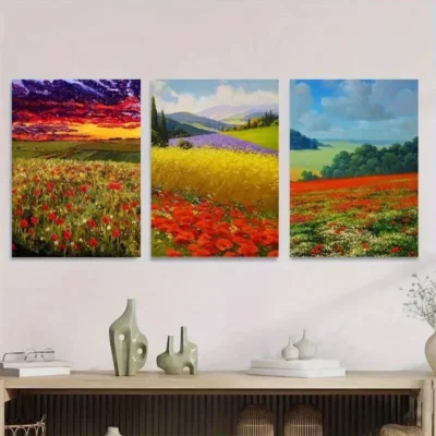 3pcs Beautiful Scenery Painting Vibrant Wall Art Set Canvas Framed 50x70cm - High Quality Print 100% Australian Made Wall Canvas Ready to Hang