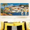 3pcs Caribbean houses and boats Wall Art Set Canvas Framed 50x70cm - High Quality Print 100% Australian Made Wall Canvas Ready to Hang - Image 2