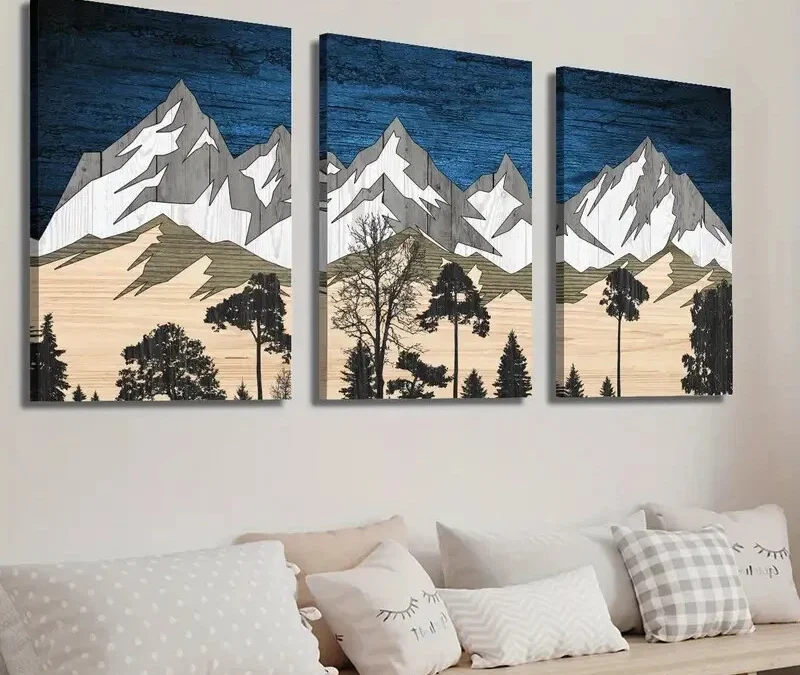 3pcs Mountain Forest Landscape Wall Art Set Canvas Framed 40x60cm – High Quality Print 100% Australian Made Wall Canvas Ready to Hang