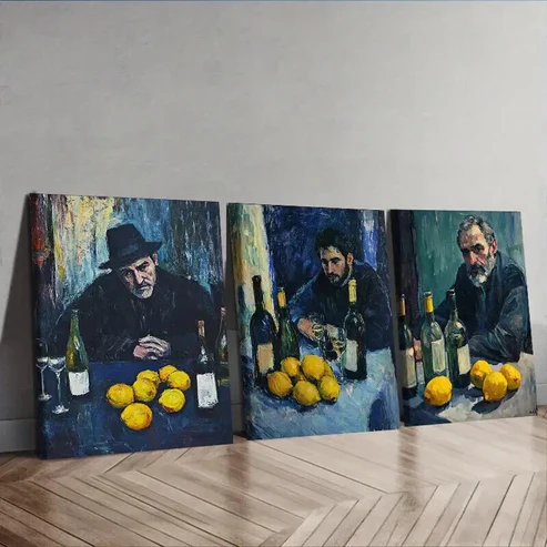 3pcs Drunk man Wall Art Set Canvas Framed 50x70cm – High Quality Print 100% Australian Made Wall Canvas Ready to Hang