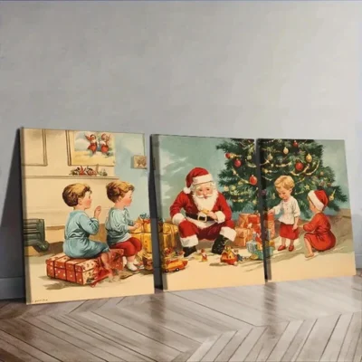 3pcs Merry Christmas breath Wall Art Set Canvas Framed 50x70cm - High Quality Print 100% Australian Made Wall Canvas Ready to Hang