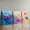 3pcs Lots of butterflies dancing Wall Art Set Canvas Framed 50x70cm - High Quality Print 100% Australian Made Wall Canvas Ready to Hang