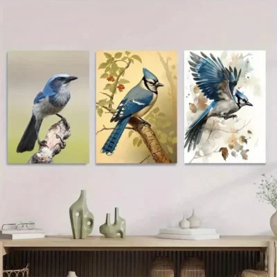 3pcs Beautiful Bird Colorful Bird Paintings Wall Art Set Canvas Framed 50x70cm - High Quality Print 100% Australian Made Wall Canvas Ready to Hang