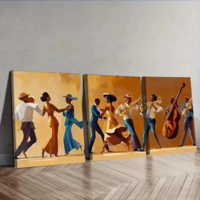 3pcs Fashionable African American Wall Art Set Canvas Framed 50x70cm - High Quality Print 100% Australian Made Wall Canvas Ready to Hang