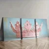 3pcs Pink Crown Design Wall Art Set Canvas Framed 50x70cm - High Quality Print 100% Australian Made Wall Canvas Ready to Hang