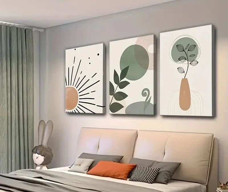 3pcs Bohemian Style with Green Tones Wall Art Set Canvas Framed 40x60cm – High Quality Print 100% Australian Made Wall Canvas Ready to Hang