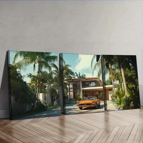 3pcs Mid-century modern car Wall Art Set Canvas Framed 40x60cm – High Quality Print 100% Australian Made Wall Canvas Ready to Hang