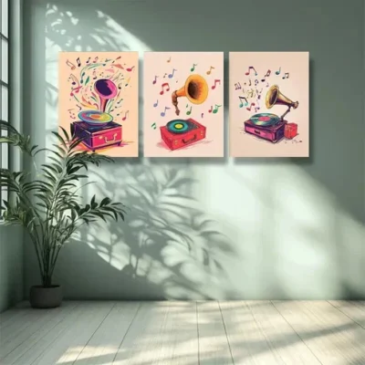 3pcs Note, record Wall Art Set Canvas Framed 50x70cm - High Quality Print 100% Australian Made Wall Canvas Ready to Hang